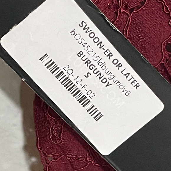 NWT LULUS Swoon-er or Later Long Sleeve Lace Dress Burgundy Sexy Holiday Party - Picture 7 of 8